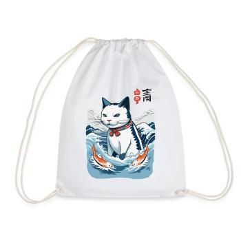 Ukiyo-E Chat Pêche Japon Art Streetwear - Sac de sport léger - blanc - Devant