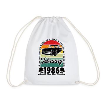 Anniversaire février 1986, Vintage février 1986. - Sac de sport léger - blanc - Devant