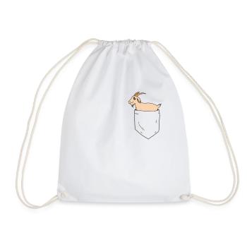 Ziege in Brusttasche - Turnbeutel - Weiß - Vorne