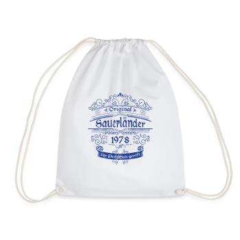 1978 Geburtstag Sauerländer Original Whiskey blau - Turnbeutel - Weiß - Vorne