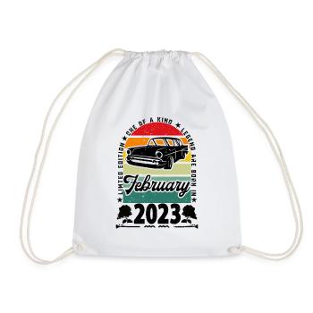 Birthday February 2023, Vintage February 2023. - Drawstring Bag - white - Front