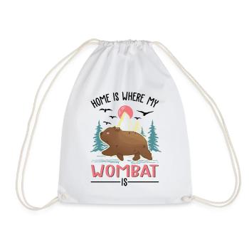 Home is where my wombat is - Drawstring Bag - white - Front