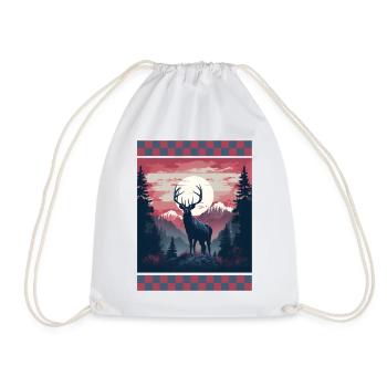 Dusk Forest American Flag Trees Mountain Camo - Drawstring Bag - white - Front