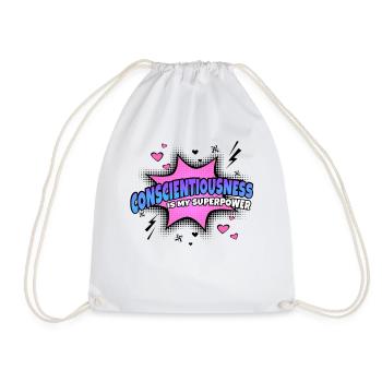 Conscientiousness is my superpower - Drawstring Bag - white - Front