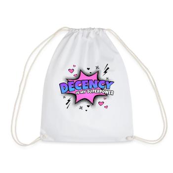 Decency is my superpower trait - Drawstring Bag - white - Front