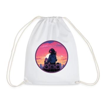 Fille d’anime réfléchie Vaporwave Boombox Retro - Sac de sport léger - blanc - Devant