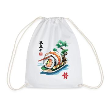 Sushi Aesthetic Japan Ukiyo-E Vintage Kunst - Turnbeutel - Weiß - Vorne