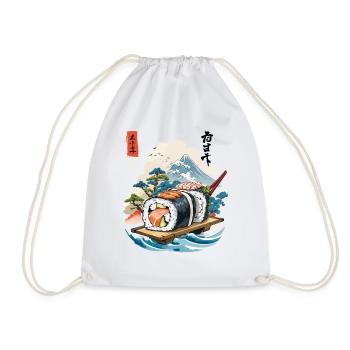 Ukiyo-E Sushi Artwork Design - Drawstring Bag - white - Front