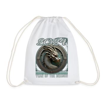 Chines New Year of Dragon Regal Coin Seal Dragon - Drawstring Bag - white - Front