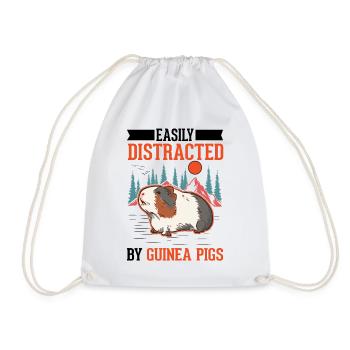 Easily distracted by Guinea Pigs Meerschweinchen - Drawstring Bag - white - Front