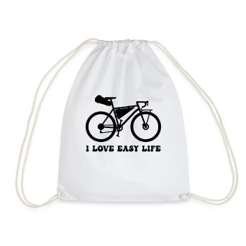 I Love Easy Life - Gravel Bike Bikepacking Bikepac - Turnbeutel - Weiß - Vorne