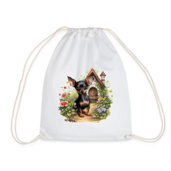 Pinscher miniature chien Cottagecore fée jardin - Sac de sport léger - blanc - Devant