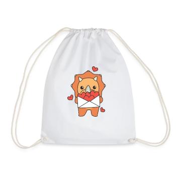 Tricératops pour la Saint-Valentin : animaux mignons avec des cœurs - Sac de sport léger - blanc - Devant