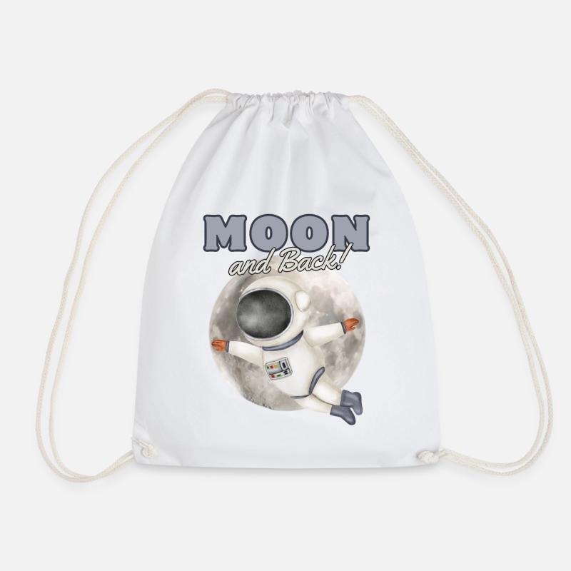 Moon Flight Cartoon Astronaut - Drawstring Bag - white