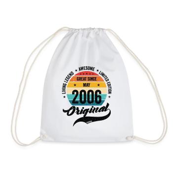 Retro 18 Years May 2006 Birthday Vintage Bday - Drawstring Bag - white - Front