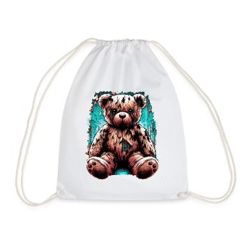 Vintage Teddy Bear Cuddly Bear - Drawstring Bag - white - Front
