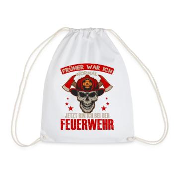 Feuerwehr Schädel mit Helmlogo - Turnbeutel - Weiß - Vorne