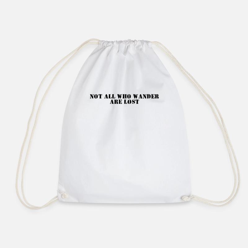 Hiking - Not all who wander are lost - Drawstring Bag - white