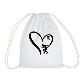 Roller Skating Heart Silhouette Roller Skater - Drawstring Bag - white - Front
