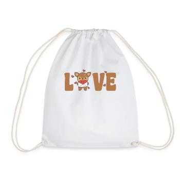 Cerf pour la Saint-Valentin Animaux mignons avec amour des cœurs - Sac de sport léger - blanc - Devant