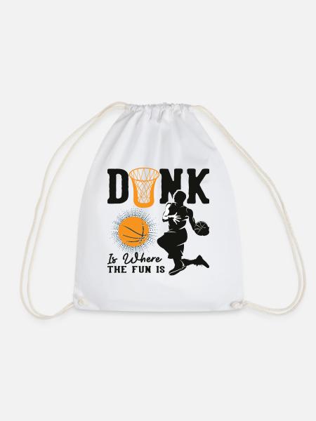 Dunk is where the fun is Basketball Lustig - Drawstring Bag - white