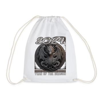 Chines New Year of Dragon Chalk Art Dragon Design - Drawstring Bag - white - Front