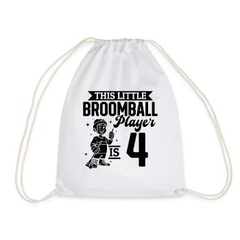 4th Birthday Broomball Player Birthday Broomball K - Drawstring Bag - white - Front