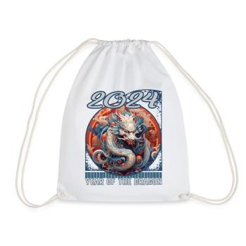 Chines New Year of Dragon Zodiac Composite Dragon - Drawstring Bag - white - Front