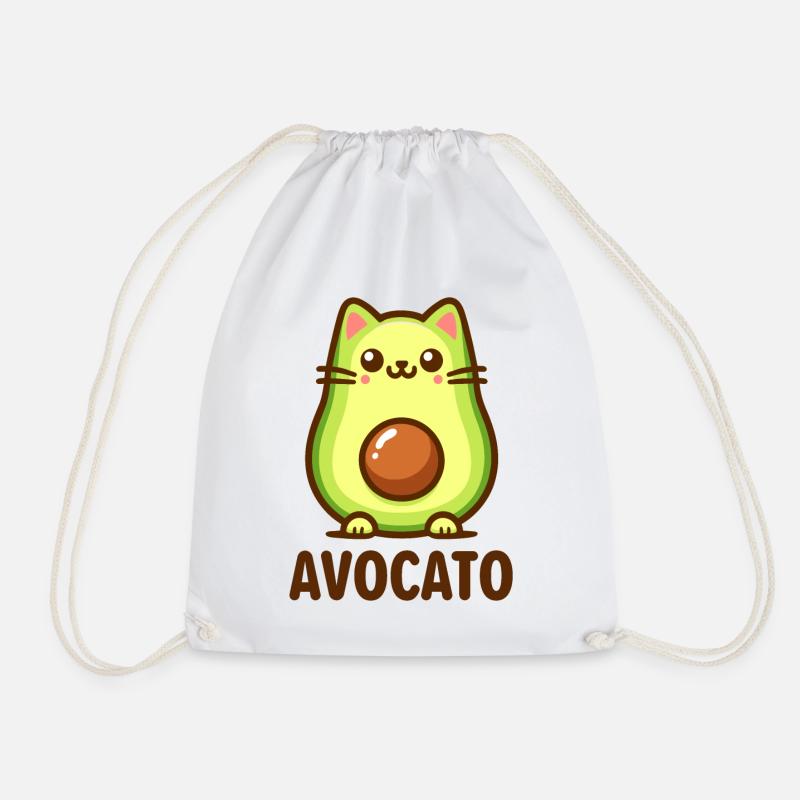 Avocato - The Cute Cat Avocado Shirt - Drawstring Bag - white