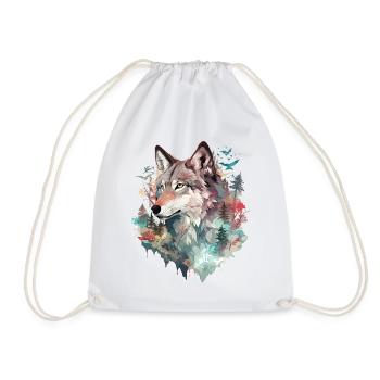 Loup tête de loup Nature nature sauvage aventure forêt Art - Sac de sport léger - blanc - Devant