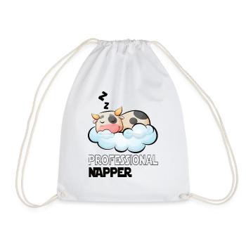 Professinonal Napper Cow Sleeping Late Riser - Drawstring Bag - white - Front