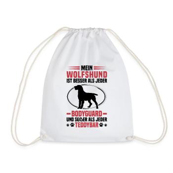 German wirehaired dog protects me better - Drawstring Bag - white - Front