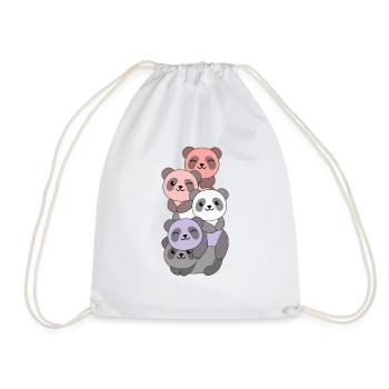 cupioromantic Flag Pride LGBTQ Cute Panda - Drawstring Bag - white - Front