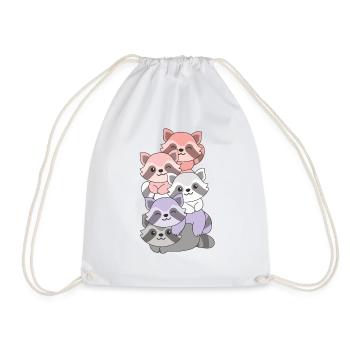 cupioromantic Flag Pride LGBTQ Cute Raccoon - Drawstring Bag - white - Front