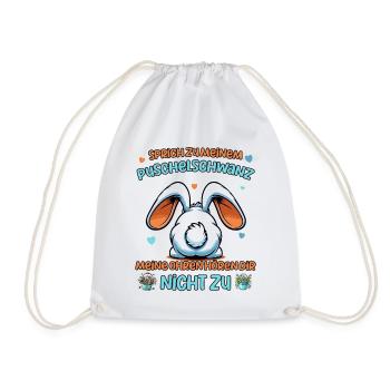 Ostern Osterhase von hinten Ostereier suchen Hasen - Turnbeutel - Weiß - Vorne