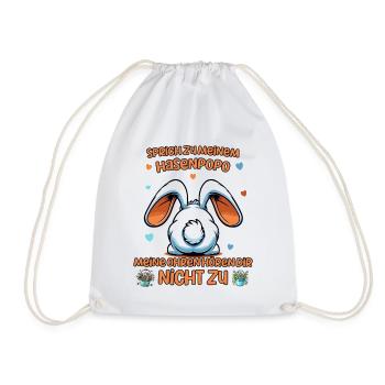 Oster Hasen Sprüche Osterhase von hinten Ostereier - Turnbeutel - Weiß - Vorne