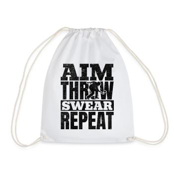 Floorball - Aim Throw Swear Repeat - Floorball Pla - Turnbeutel - Weiß - Vorne