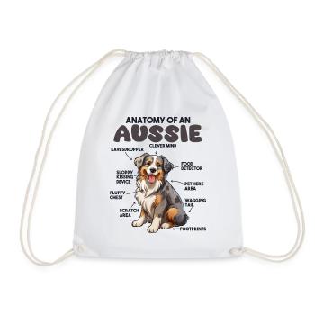 Hunde Erklärung Anatomy eines Australian Shepherd - Turnbeutel - Weiß - Vorne