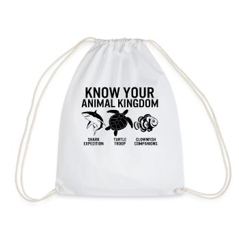 Ocean Shirt, Know Your Animal Kingdom Shark - Drawstring Bag - white - Front