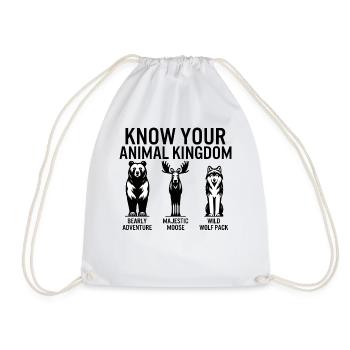 Jungle Shirt, Know Your Animal Kingdom Bear Moose - Drawstring Bag - white - Front