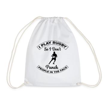 I play rugby so I don't punch people in the face - - Drawstring Bag - white - Front
