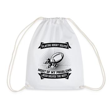 Playing Rugby solves most of my problems - Rugby - Drawstring Bag - white - Front