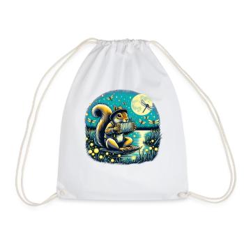 Squirrel Accordion Nature Night - Drawstring Bag - white - Front