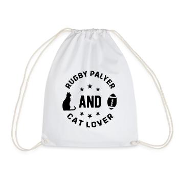 Joueur de rugby et amoureux des chats - Propriétaire de chat Rugby Playe - Sac de sport léger - blanc - Devant