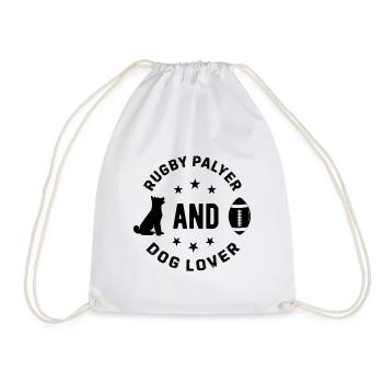 Joueur de rugby et amoureux des chiens - Propriétaire de chien Rugby Playe - Sac de sport léger - blanc - Devant