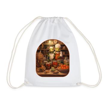 Frosch Kaninchen Marmelade Herstellung Beeren Ernte Cottagecore - Turnbeutel - Weiß - Vorne
