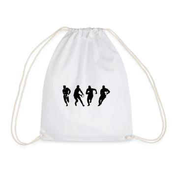Rugby Silhouette Rugby Player Silhouettes - Drawstring Bag - white - Front
