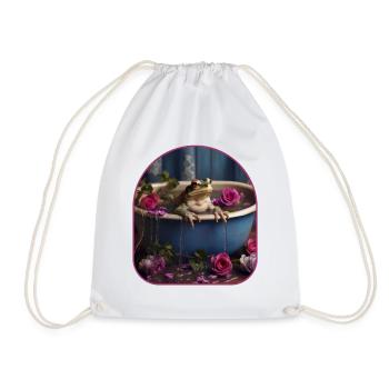 Baignoire Grenouille Relaxante Pétales De Fleurs Cottagecore - Sac de sport léger - blanc - Devant