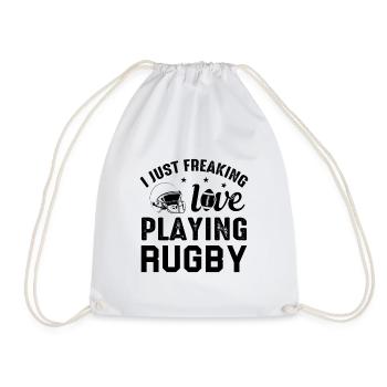 Rugby Game - I just freaking love playing Rugby - Drawstring Bag - white - Front