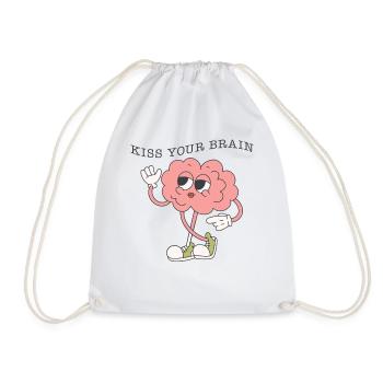 SPED Teacher Shirt, Kiss Your Brain Tee, Gift For - Drawstring Bag - white - Front